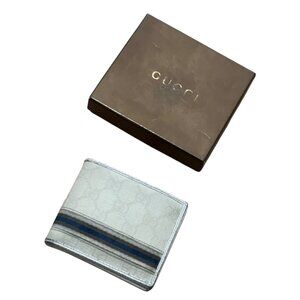 Vintage mens Gucci Wallet white navy 1990s